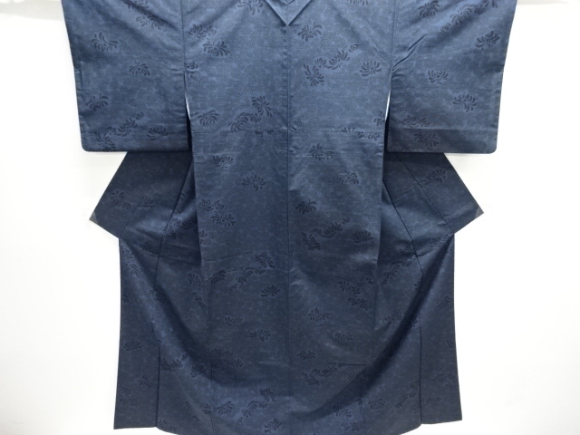 菊模様手織り紬着物